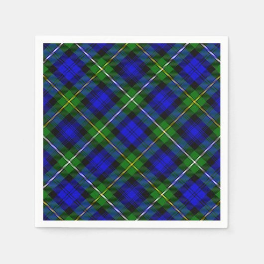 Serviette En Papier Campbell tartan bleu vert plaid (Devant)