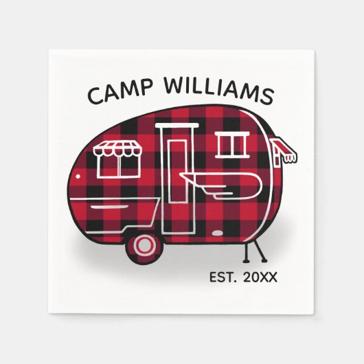Serviette En Papier Camper Russe Buffalo Rouge Plaid Monogram Holiday (Devant)
