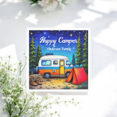 Serviette En Papier Campervan bleu Aquarelle verte Campervan