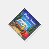 Serviette En Papier Campervan bleu Aquarelle verte Campervan (Coin)