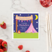 Serviette En Papier Camping Anniversaire Dormir rose et violet (En situation)