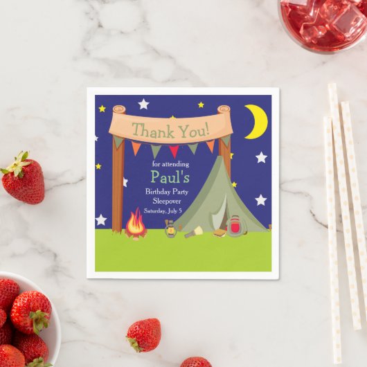 Serviette En Papier Camping Anniversaire fête Dormir Khaki Vert (En situation)