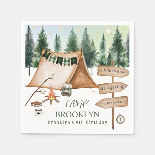 Serviette En Papier Camping Bonfire Campfire S'mores Anniversaire Exté (Devant)