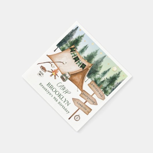 Serviette En Papier Camping Bonfire Campfire S'mores Anniversaire Exté (Coin)