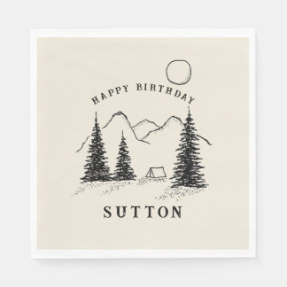 Serviette En Papier Camping d'anniversaire personnalisé