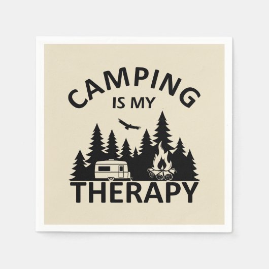 Serviette En Papier Camping est ma thérapie drôle slogan de camper (Devant)