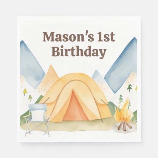 Serviette En Papier Camping fête d'anniversaire Napkin (Devant)