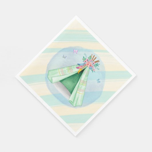 Serviette En Papier Camping Glamping Tente Verte Slepover À L'Extérieu (Coin)