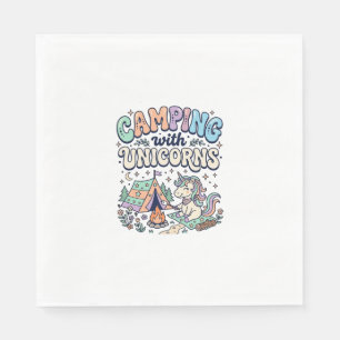 Serviette En Papier Camping Licorne avec Autocollant Kawaii Licorne et