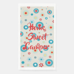 Serviette En Papier Camping rouge et Turquoise rétro