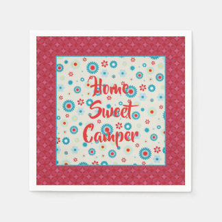 Serviette En Papier Camping rouge et Turquoise rétro