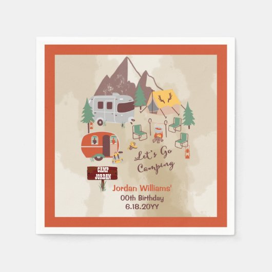 Serviette En Papier Camping Rustique Woodsy Campground Anniversaire (Devant)