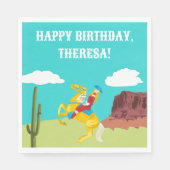 Serviette En Papier Campy Western Cowgirl on Horse Custom Anniversaire (Devant)