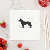 Serviette En Papier Canaan Chien - Halloween Lune Silhouette Classique (En situation)