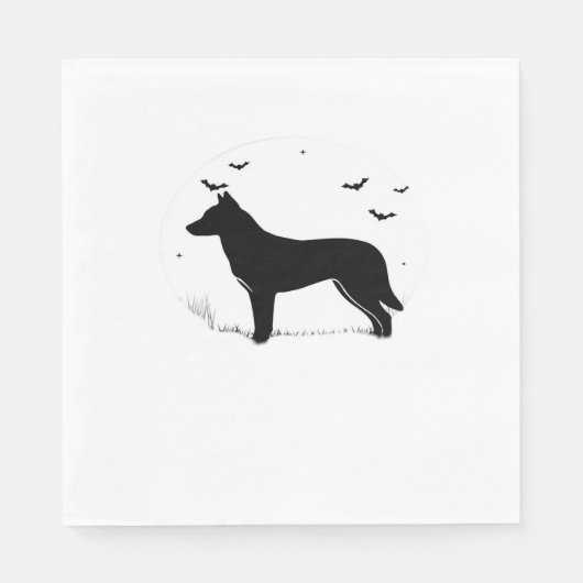 Serviette En Papier Canaan Chien - Halloween Lune Silhouette Classique (Devant)