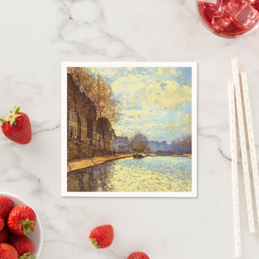 Serviette En Papier Canal St Martin par Sisley Impressionniste Peintur (En situation)