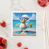 Serviette En Papier Canard Avec Tuba Sur La Plage (En situation)