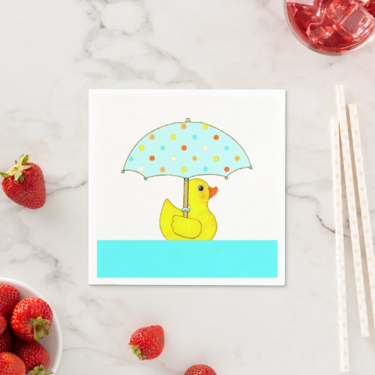 Serviette En Papier Canard baby shower Chéri Avec Parapluie (En situation)