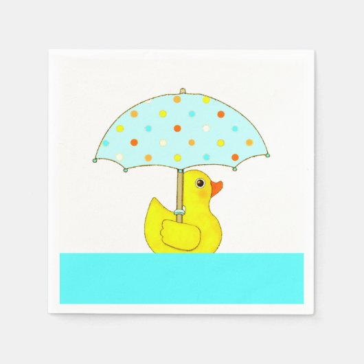 Serviette En Papier Canard baby shower Chéri Avec Parapluie (Devant)