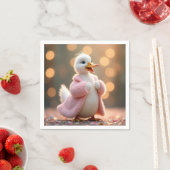 Serviette En Papier Canard Blanc En Cuir Rose (En situation)