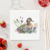 Serviette En Papier Canard D'Aquarelle En Fleurs (En situation)