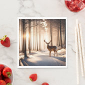 Serviette En Papier Canard de Noël en forêt d'hiver (En situation)