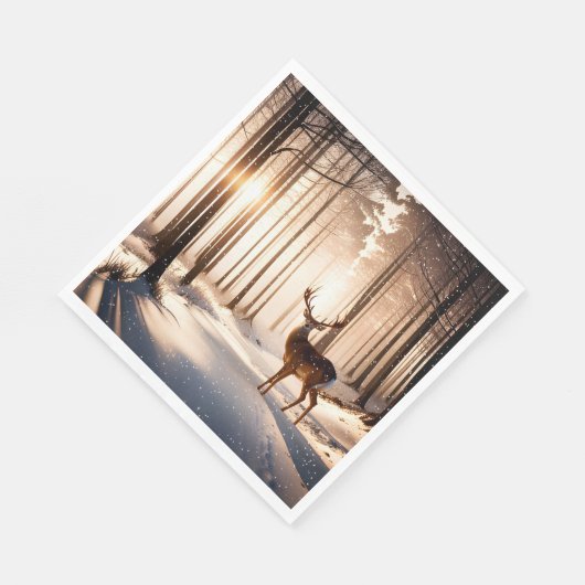 Serviette En Papier Canard de Noël en forêt d'hiver (Coin)