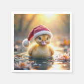 Serviette En Papier Canard de Noël jaune (Devant)