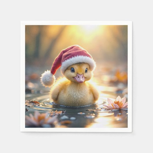 Serviette En Papier Canard de Noël jaune (Devant)