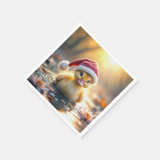 Serviette En Papier Canard de Noël jaune (Coin)