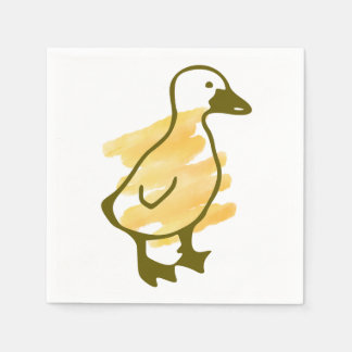 Serviette En Papier Canard drôle aquarellé en jaune