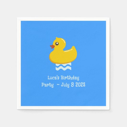 Serviette En Papier canard en caoutchouc jaune -fête d'anniversaire (Devant)