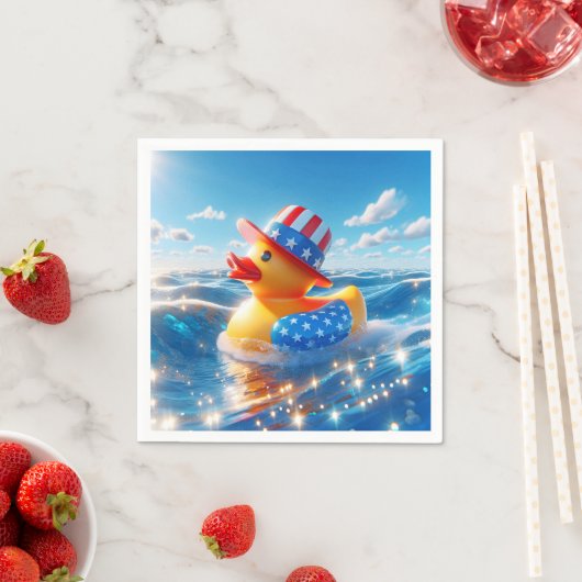 Serviette En Papier Canard en caoutchouc jaune patriotique (En situation)