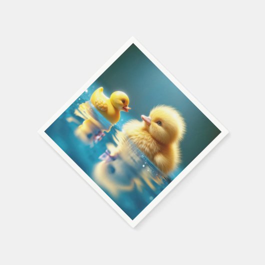 Serviette En Papier Canard jaune avec canard en caoutchouc de jouet (Coin)