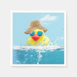 Serviette En Papier Canard jaune avec lunettes de soleil dans l'eau