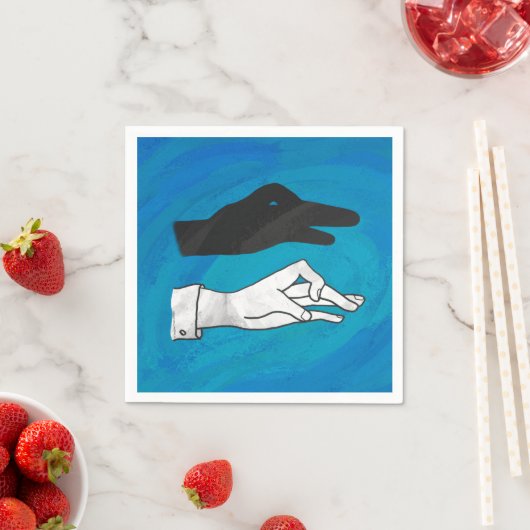 Serviette En Papier Canard noir sur bleu (En situation)