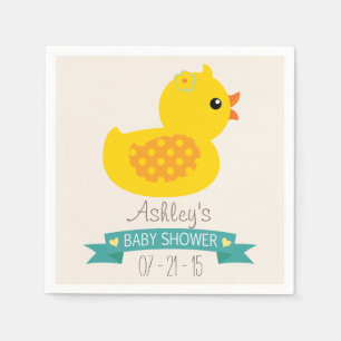 Serviette En Papier Canard turquoise et jaune, canard; Baby shower