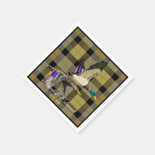 Serviette En Papier Canards colverts sur chasseurs Plaid - Rustique sa (Coin)