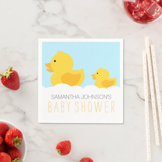 Serviette En Papier Canards en caoutchouc Baby shower jaune neutre (En situation)