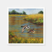 Serviette En Papier Canards-Majards Survolant L'Étang (Devant)