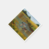 Serviette En Papier Canards-Majards Survolant L'Étang (Coin)