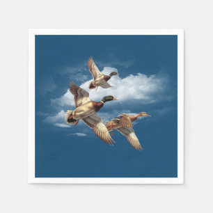 Serviette En Papier Canards Mallard Sur Bleu