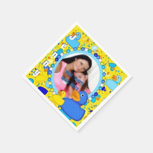 Serviette En Papier Canards-n-points-Style-3-Jaune-MODÈLE-PHOTO-3 (Coin)