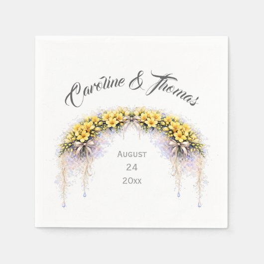 Serviette En Papier Canary Yellow Romantic Freesia Floral Wedding (Devant)