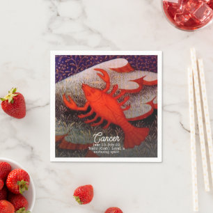 Serviette En Papier Cancer le crabe signe zodiaque fête d'anniversaire