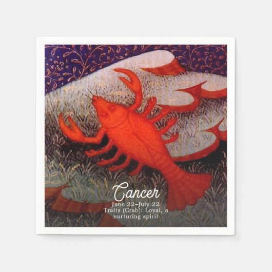 Serviette En Papier Cancer le crabe signe zodiaque fête d'anniversaire (Devant)