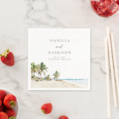 Serviette En Papier CANCUN Aquarelle Plage Palmier Destination (En situation)