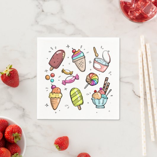 Serviette En Papier Candy and ice Cream (En situation)