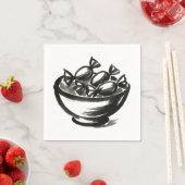 Serviette En Papier Candy Bowl – Ink Brush Halloween Illustration on (En situation)