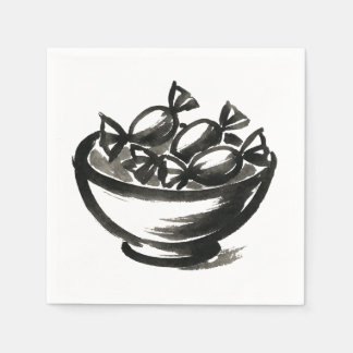 Serviette En Papier Candy Bowl – Ink Brush Halloween Illustration on